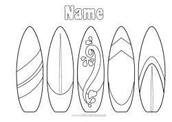 Coloriage personnalisable Sport Été Mer Coloriages faciles Surf Sports nautiques