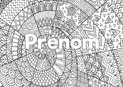Página de desenho personalizável Calmo e zen Arte Mandala Nome decorado Zentangle