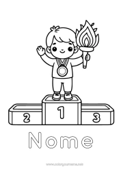 Coloriage personnalisable Sport Garçon Coupe, trophée, médaille Compétitions et récompenses Jeux Olympiques Flamme Olympique Podium Première place - vainqueur