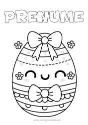Coloriage personnalisable Kawaii Gros oeuf de Pâques Coloriages faciles
