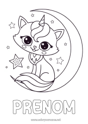 Coloriage personnalisable Mignon Chat Licorne Animal Chiens et chats Dragons, licornes et animaux fantastiques