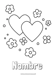 Coloriage personnalisable Fleurs Coeur Bonne fête Je t'aime Saint valentin Coloriages faciles