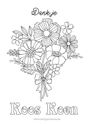 Coloriage personnalisable Fleurs Mamie Nounou Merci