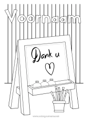 Coloriage personnalisable Art Maîtresse/Maître Nounou École Coloriages intermédiaires Merci Métiers de l'éducation Tableau de classe