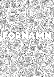 Anpassbare Malvorlage Blumen Ruhig und gelassen Frühling Blätter Dekorierter Name Anti-Stress