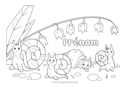 Coloriage personnalisable Printemps Animal Escargot Muguet 1er mai