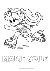 Coloriage personnalisable Fille Roller