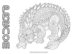 Página de desenho personalizável Calmo e zen Mandala Dinossauros Animal
