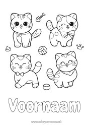 Coloriage personnalisable Mignon Chat Kawaii Animal Chiens et chats