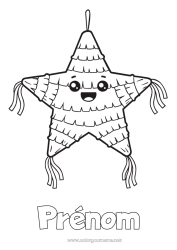 Página de desenho personalizável Aniversário Estrelas Piñata