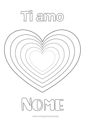 Página de desenho personalizável Coração Eu te amo Dia dos Namorados Grande coração Desenhos para colorir fáceis