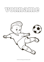 Coloriage personnalisable Football Sport Garçon Sports d'équipe Footballeur footballeuse
