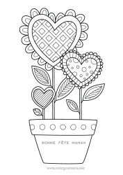 Coloriage personnalisable Fleurs Calme et zen Coeur Bonne fête Je t'aime