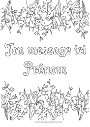 Página de desenho personalizável Flores Lírio do vale 1º de maio Moldura