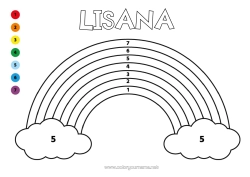 Página de desenho personalizável Número Atividades para Crianças Arco-íris