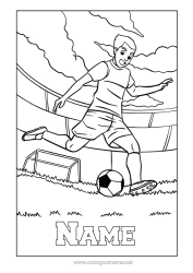 Página de desenho personalizável Futebol Bola de futebol Esporte Sports d'équipe Jogador de Futebol Estádio