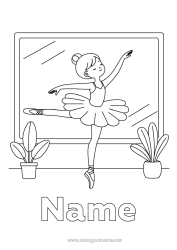 Página de desenho personalizável Esporte Dança Menina Sports artistiques