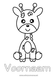 Página de desenho personalizável Fofo Girafa Animal Desenhos para colorir fáceis Animais selvagens da África