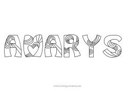 Anpassbare Malvorlage Niedlich Ruhig und gelassen Mandala Zahl Dekorierter Name