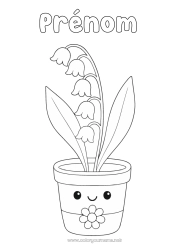 Página de desenho personalizável Lírio do vale Desenhos para colorir fáceis 1º de maio