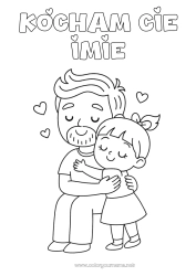 Página de desenho personalizável Papai Menina Criança Abraço