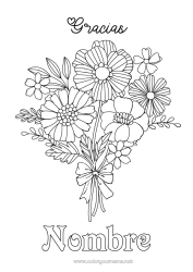 Página de desenho personalizável Flores Vovó Babá Obrigado