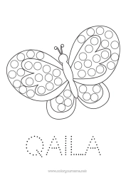 Página de desenho personalizável Borboleta Atividades para Crianças Animal Marcadores de Pontos Insetos