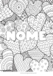 Coloriage personnalisable Coeur Mandala Je t'aime Nom décoré
