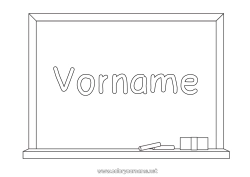 Página de desenho personalizável Nome decorado Volta às Aulas Quadro-negro