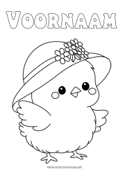 Coloriage personnalisable Printemps Poussin Animal Chapeau Coloriages faciles Animaux de la ferme