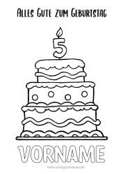 Página de desenho personalizável Vela Bolo Aniversário Número Desenhos para colorir fáceis Feliz aniversário (francês) Mensagem Idade comemorada personalizável
