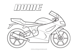 Página de desenho personalizável Veículos Motocicleta Veículos de duas rodas