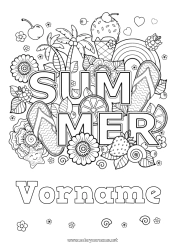 Coloriage personnalisable Mandala Été Arc en ciel Palmier Gourmandises, sucreries Glace Symboles Tong