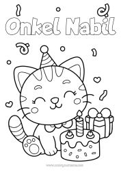 Coloriage personnalisable Mignon Gâteau Chat Cadeaux Anniversaire Animal Coloriages faciles Chiens et chats