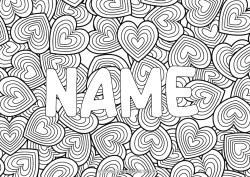 Página de desenho personalizável Coração Eu te amo Dia dos Namorados Nome decorado