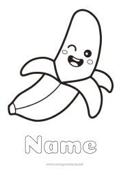 Página de desenho personalizável Kawaii Comida Frutas Desenhos para colorir fáceis Banana