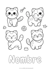 Coloriage personnalisable Mignon Chat Kawaii Animal Chiens et chats