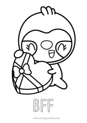 Página de desenho personalizável Coração Animal Chocolate Animais da floresta Preguiçoso