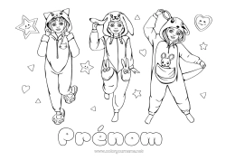 Página de desenho personalizável Kawaii Amigo, Amiga