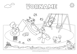 Página de desenho personalizável Jogos e brinquedos Balanço Jogos ao ar livre Tobogã Parque infantil