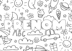 Coloriage personnalisable Nom décoré Doodle Fond décoratif