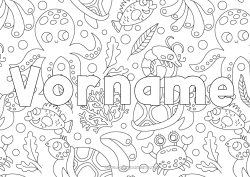 Página de desenho personalizável Mar Animal Peixe Caranguejo Animais marinhos ou aquáticos Polvo, Lula Fundo decorativo Tartaruga marinha