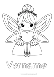 Coloriage personnalisable Coeur Fée des dents Insectes Fée Libellule