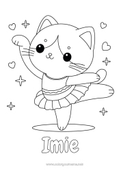Coloriage personnalisable Mignon Sport Chat Kawaii Danse Animal Chiens et chats Sports artistiques