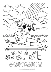 Coloriage personnalisable Calme et zen Sport Fille Arc en ciel Sports artistiques Yoga