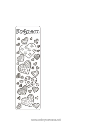 Coloriage personnalisable Coeur Je t'aime Saint valentin Marque page