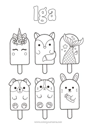Coloriage personnalisable Kawaii Licorne Renard Lapin Animal Poisson Gourmandises, sucreries Glace Coloriages faciles Animaux marins ou aquatique Chiens et chats Dragons, licornes et animaux fantastiques Animaux de la forêt