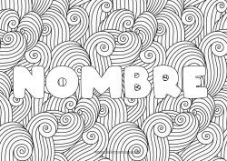 Coloriage personnalisable Mandala Été Mer Nom décoré Zentangle Fond décoratif Vagues