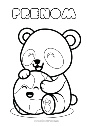 Coloriage personnalisable Kawaii Animal Panda Terre Jour de la Terre Autres animaux du monde