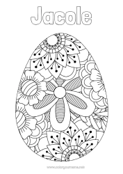 Anpassbare Malvorlage Blumen Ruhig und gelassen Mandala Frühling Ostereier Ostern Großes Osterei Mittelstufenmalvorlagen